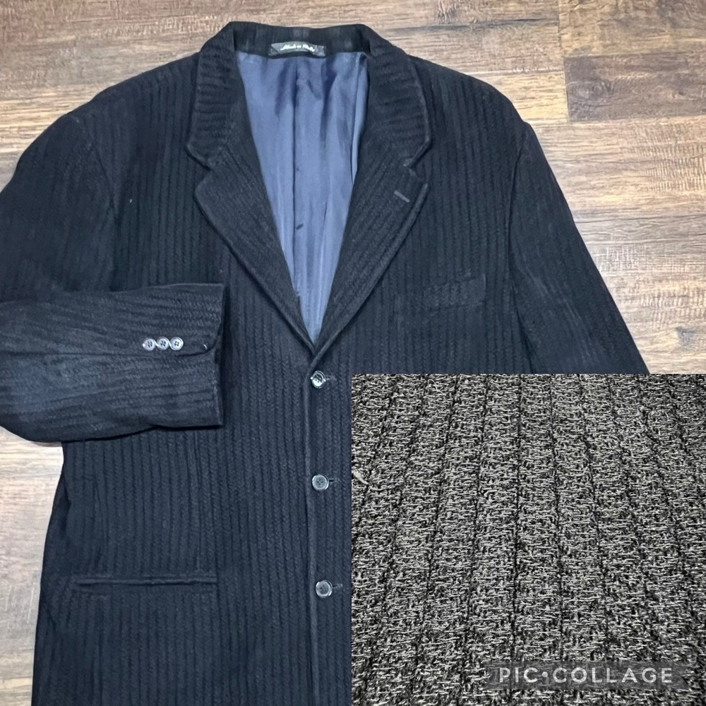 Vintage Jhane Barnes‎ Mens Sweater Textured Sport Coat Blazer Black Jacket 46L